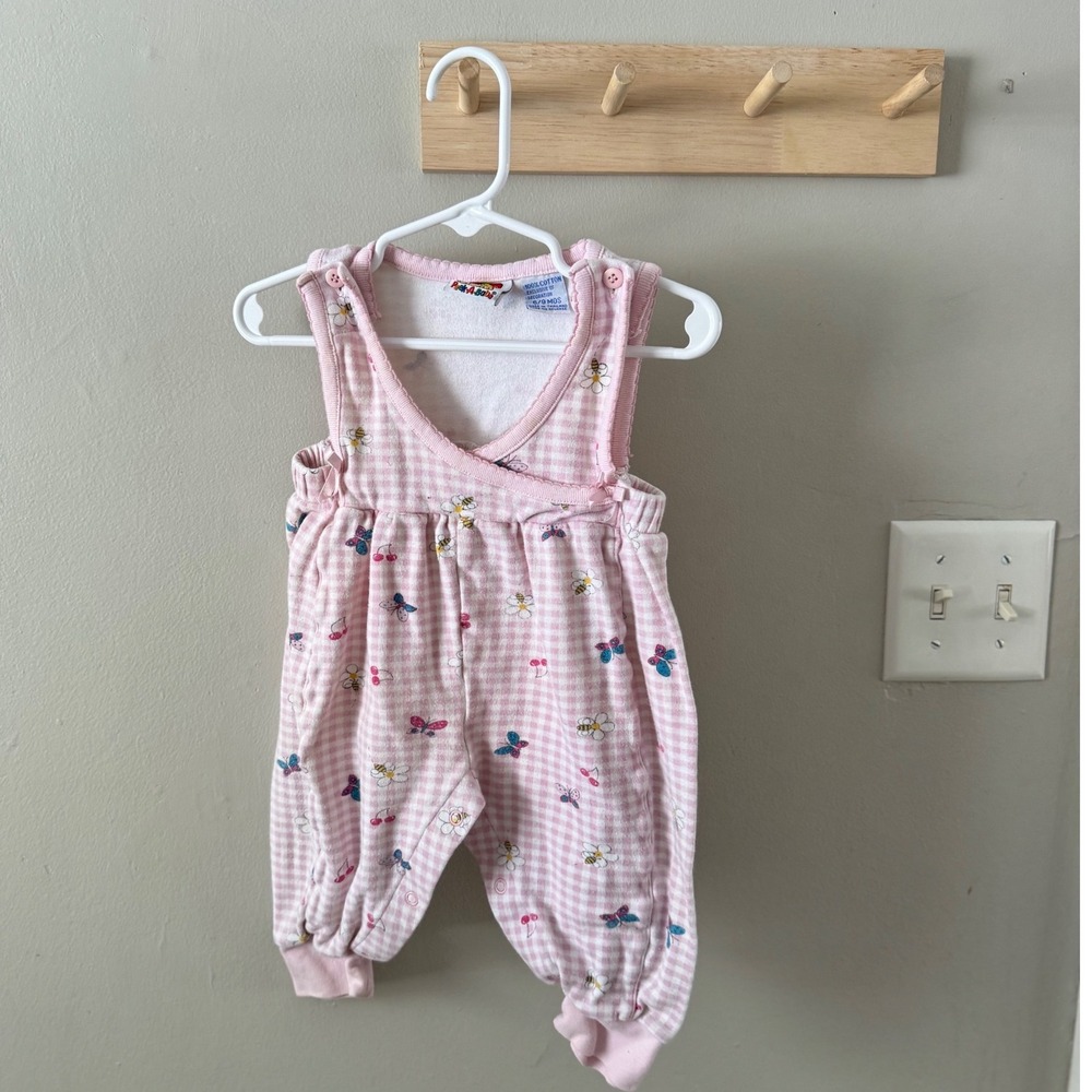 6/9M pink & white gingham romper